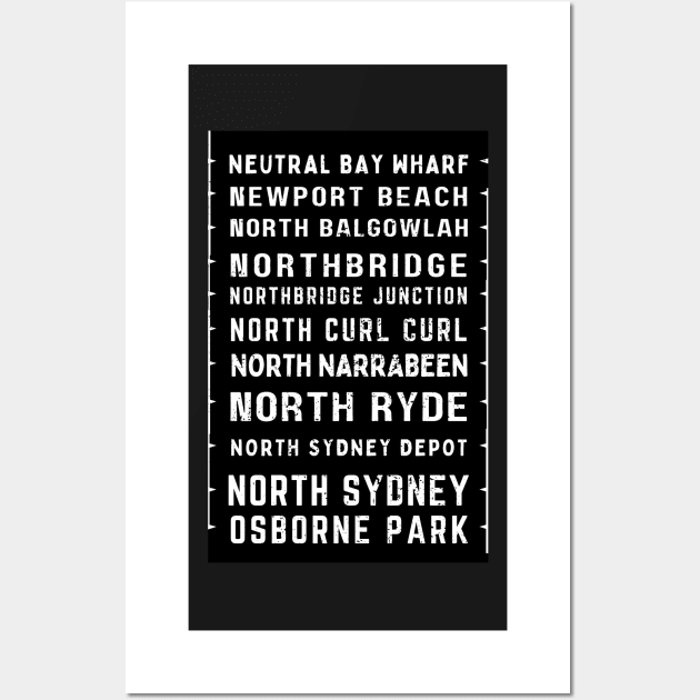 SYDNEY BUS DESTINATION ROLL - Northern Beaches / North Shore Wall Art by Simontology